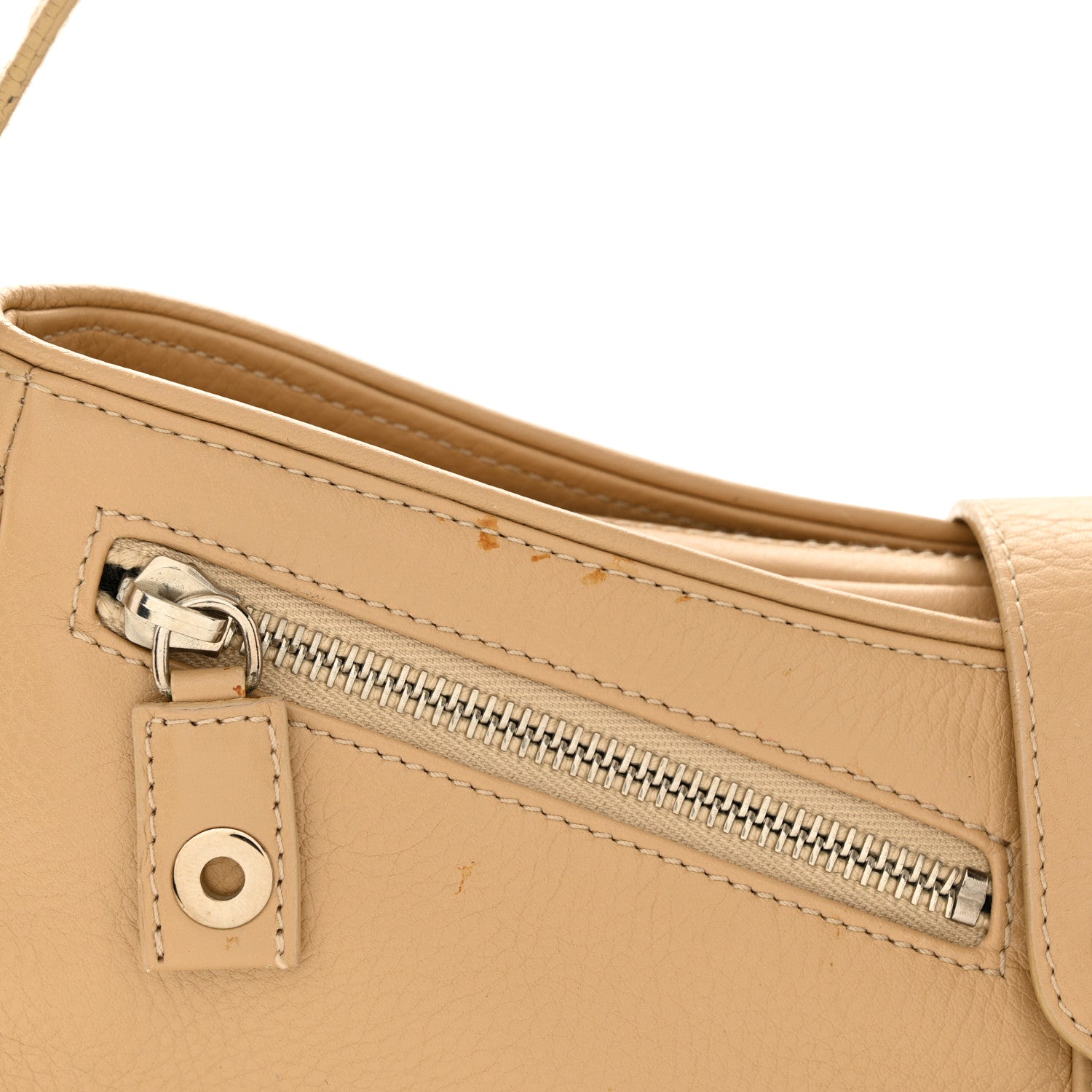 Christian Dior Calfskin Logo Charm Shoulder Bag Beige 12 of 14