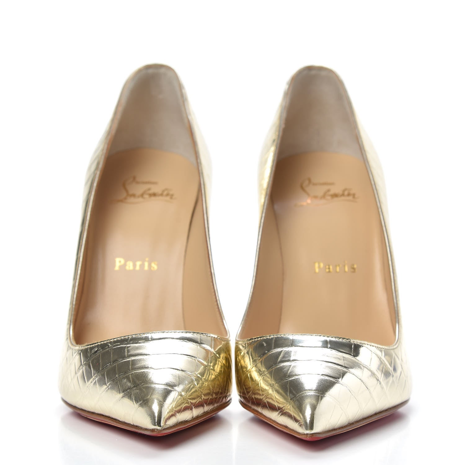 Christian Louboutin Metallo Cocco Pigalle Follies 100 Pumps 36.5 Platine 2 of 8