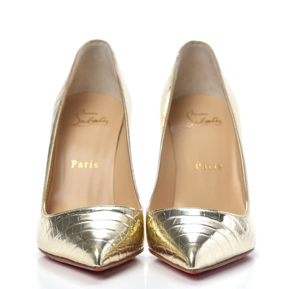 Christian Louboutin Metallo Cocco Pigalle Follies 100 Pumps 36.5 Platine 2 of 8