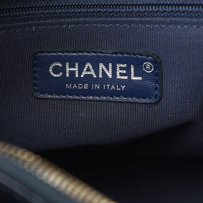 Chanel Tweed PVC Patent Chevron Quilted Medium Gabrielle Hobo Blue 7 of 11