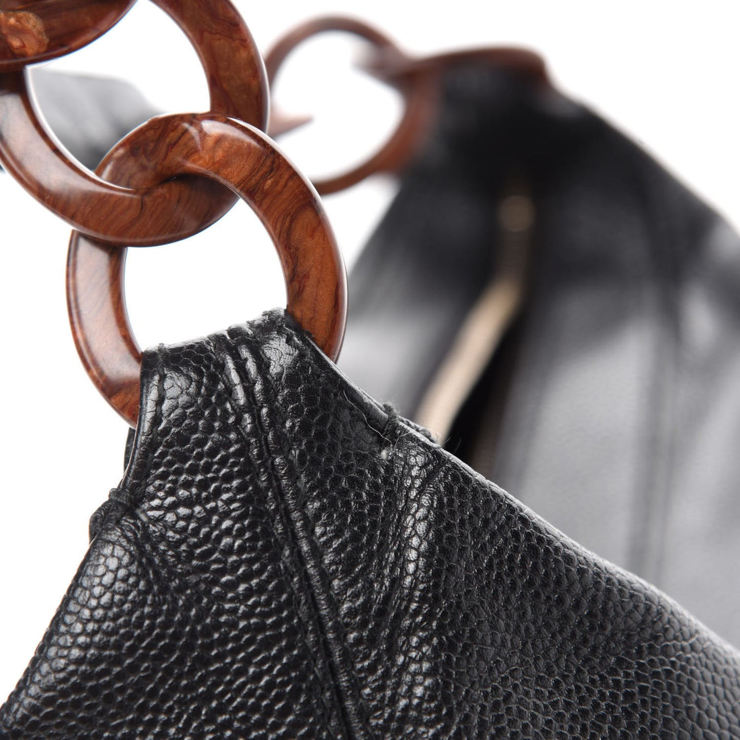 Caviar CC Wood Chain Hobo Black