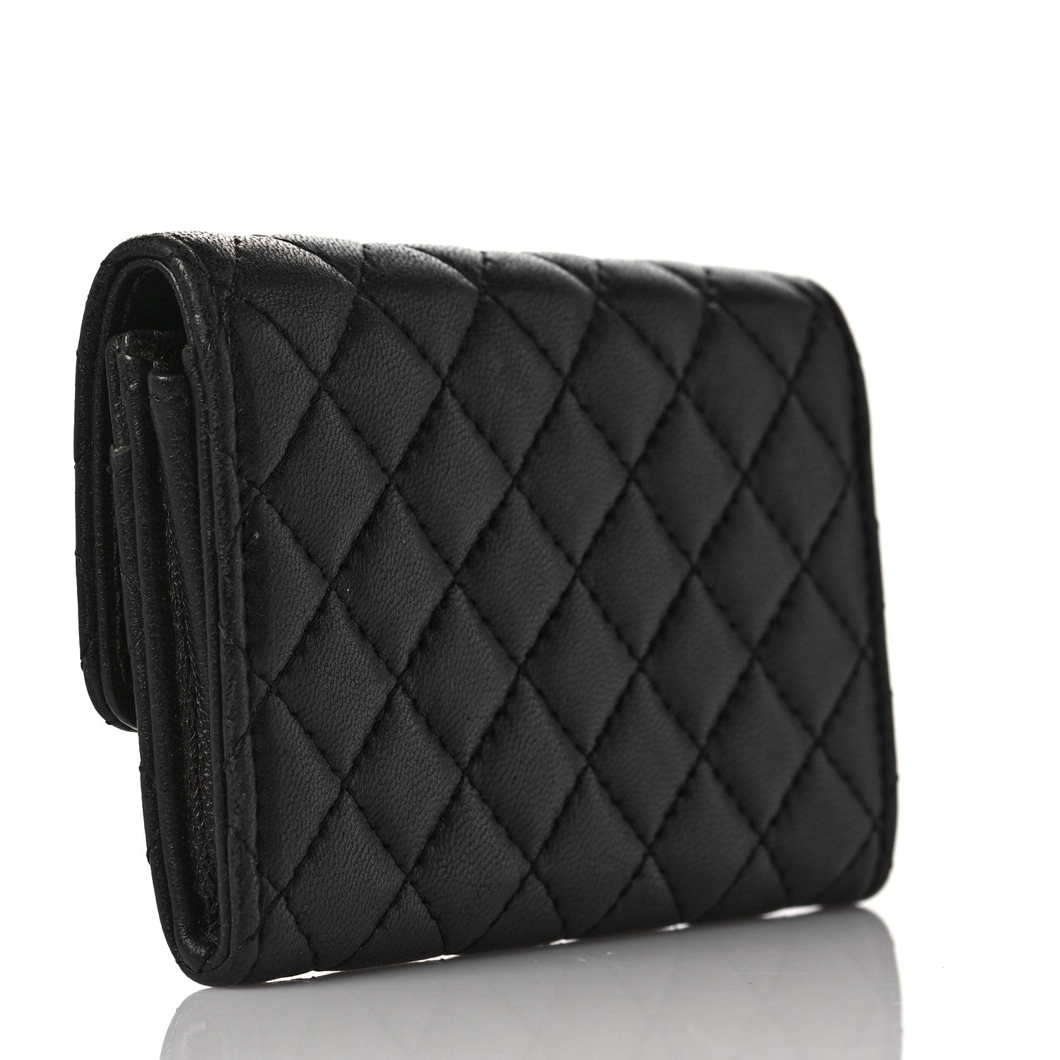 Chanel Lambskin Quilted Flap Card Holder Wallet Black 3 of 10