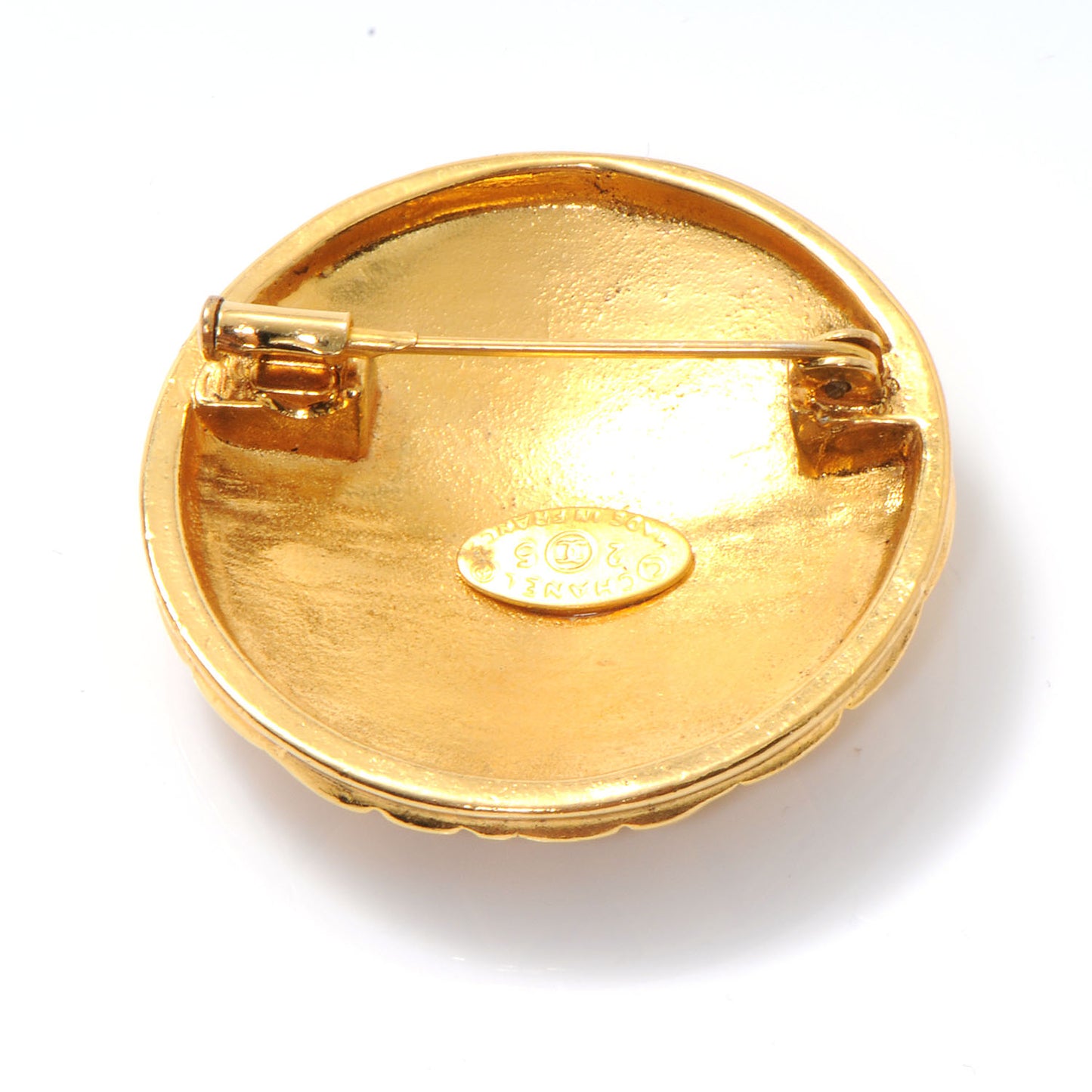 Quilted CC Brooch Gold
