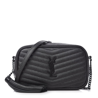 Saint Laurent Grain De Poudre Matelasse Monogram Mini Lou Camera Bag Black 1 of 10