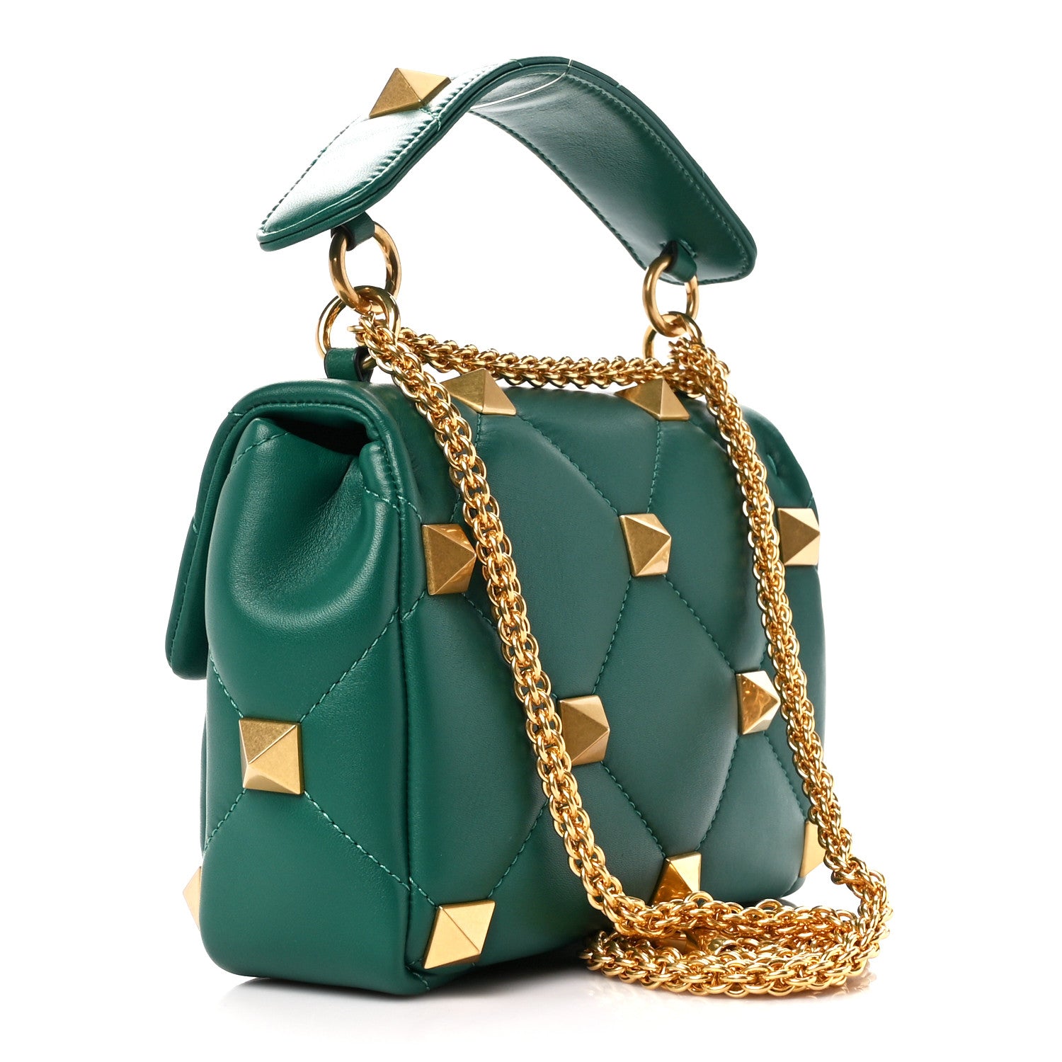 Valentino Garavani Nappa Medium Roman Stud Shoulder Bag Jungle 3 of 10