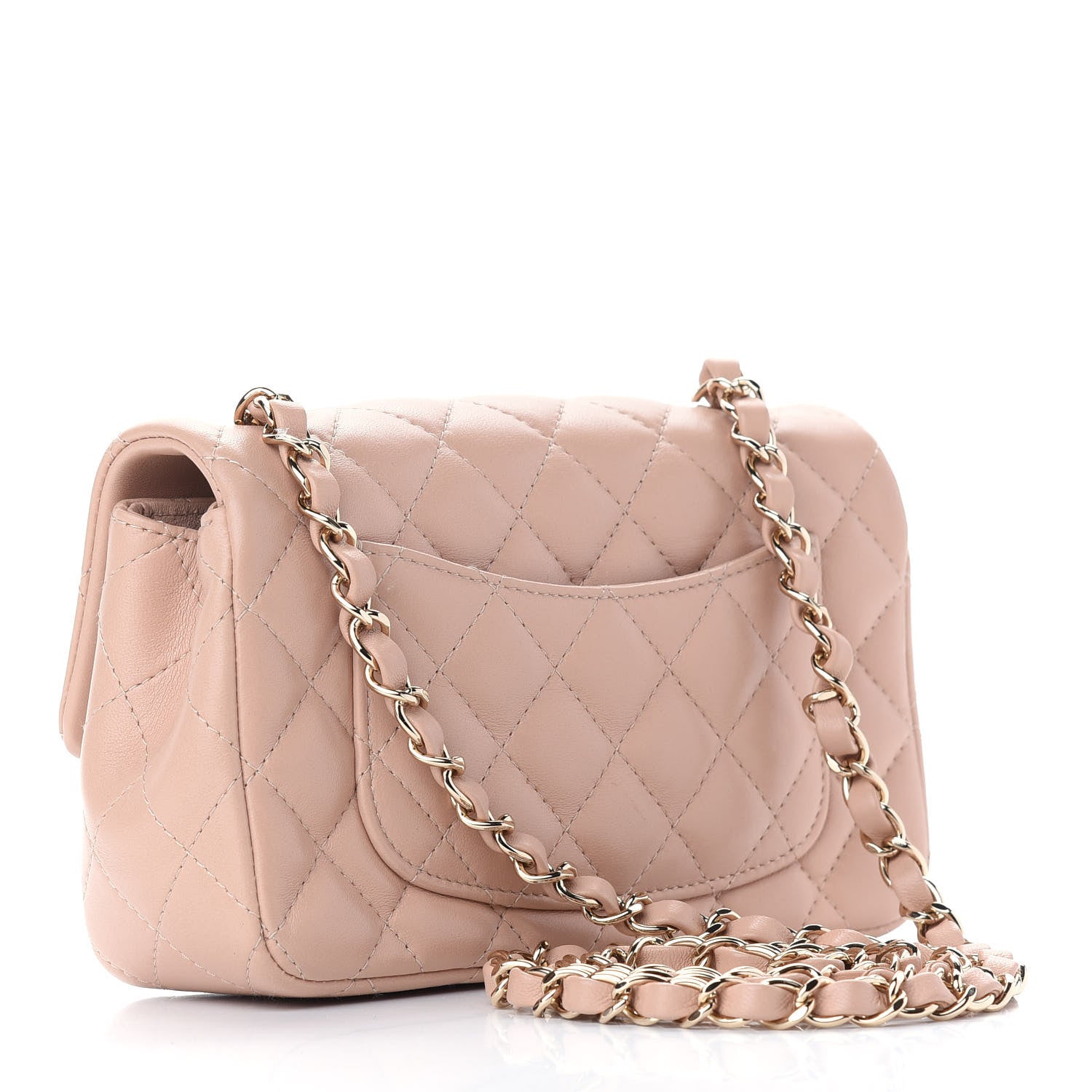 Chanel Lambskin Quilted Mini Rectangular Flap Beige 2 of 9