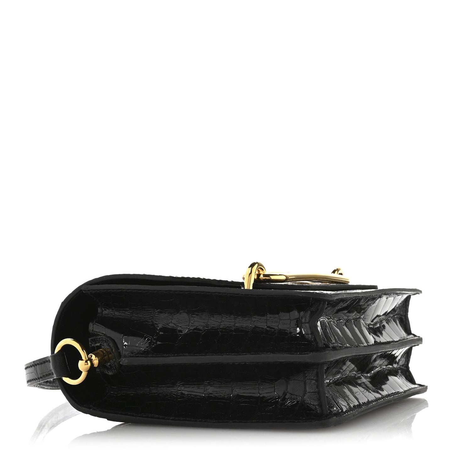 Shiny Alligator Mini Sac Roulis Black