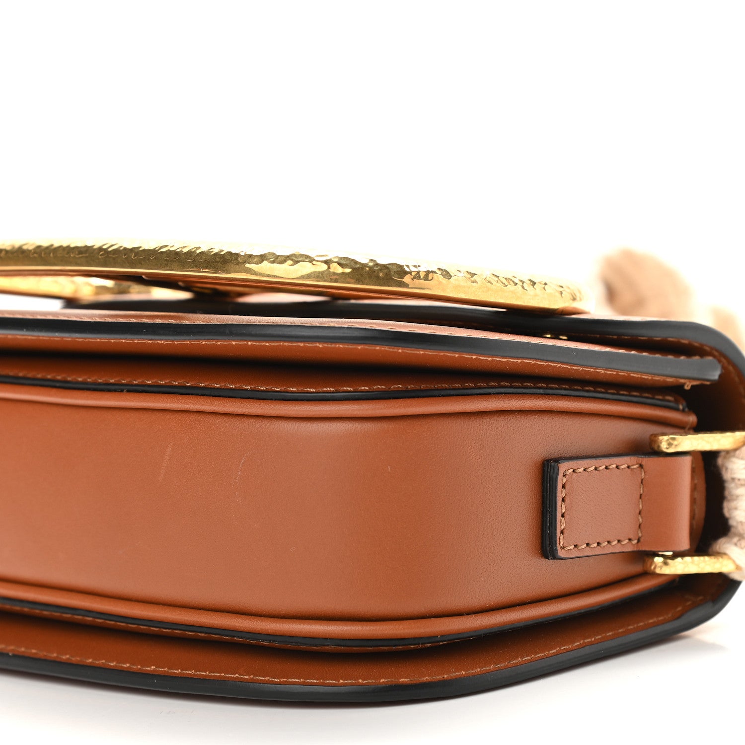 Valentino Garavani Calfskin Linen Small Supervee Crossbody Bag Saddle Brown Natural 8 of 8
