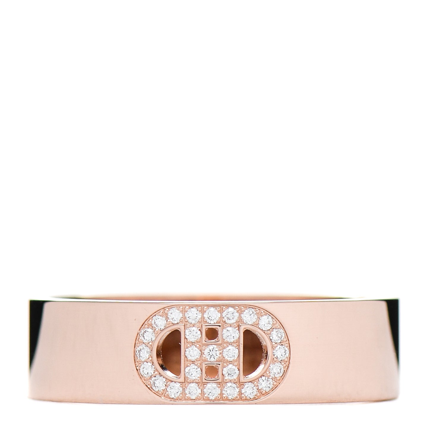 18K Rose Gold Diamond PM H D'Ancre Ring 56 7.5