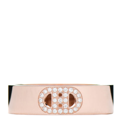Hermes 18K Rose Gold Diamond PM H D'Ancre Ring 56 7.5 1 of 5