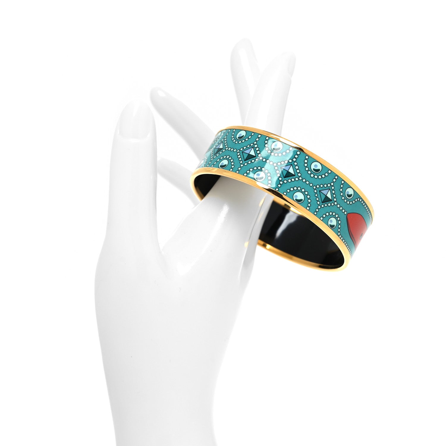 Hermes Enamel Printed Colliers de Chiens Wide Bracelet 65 2 of 5