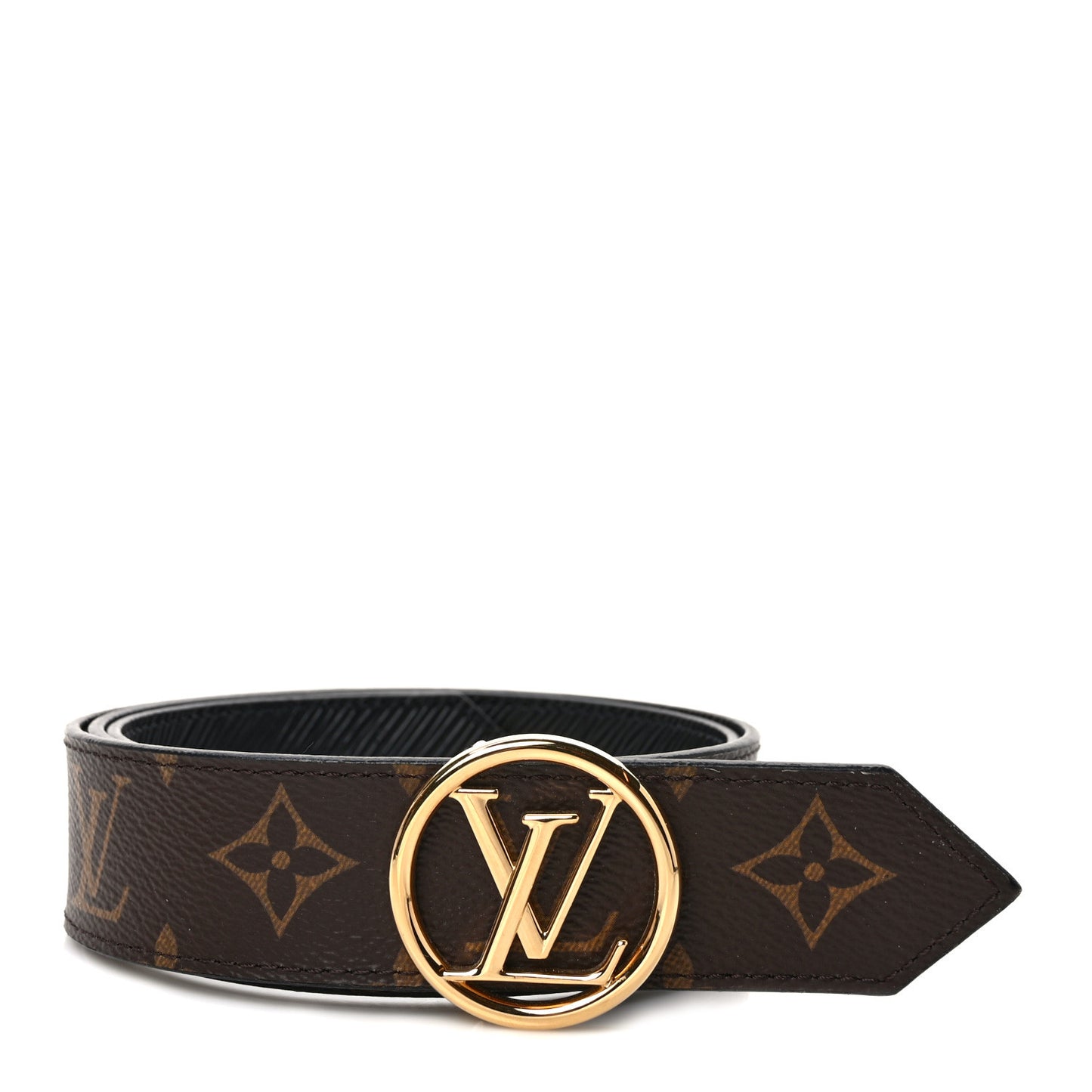 Monogram Epi 35mm LV Circle Reversible Belt 80 32 Black