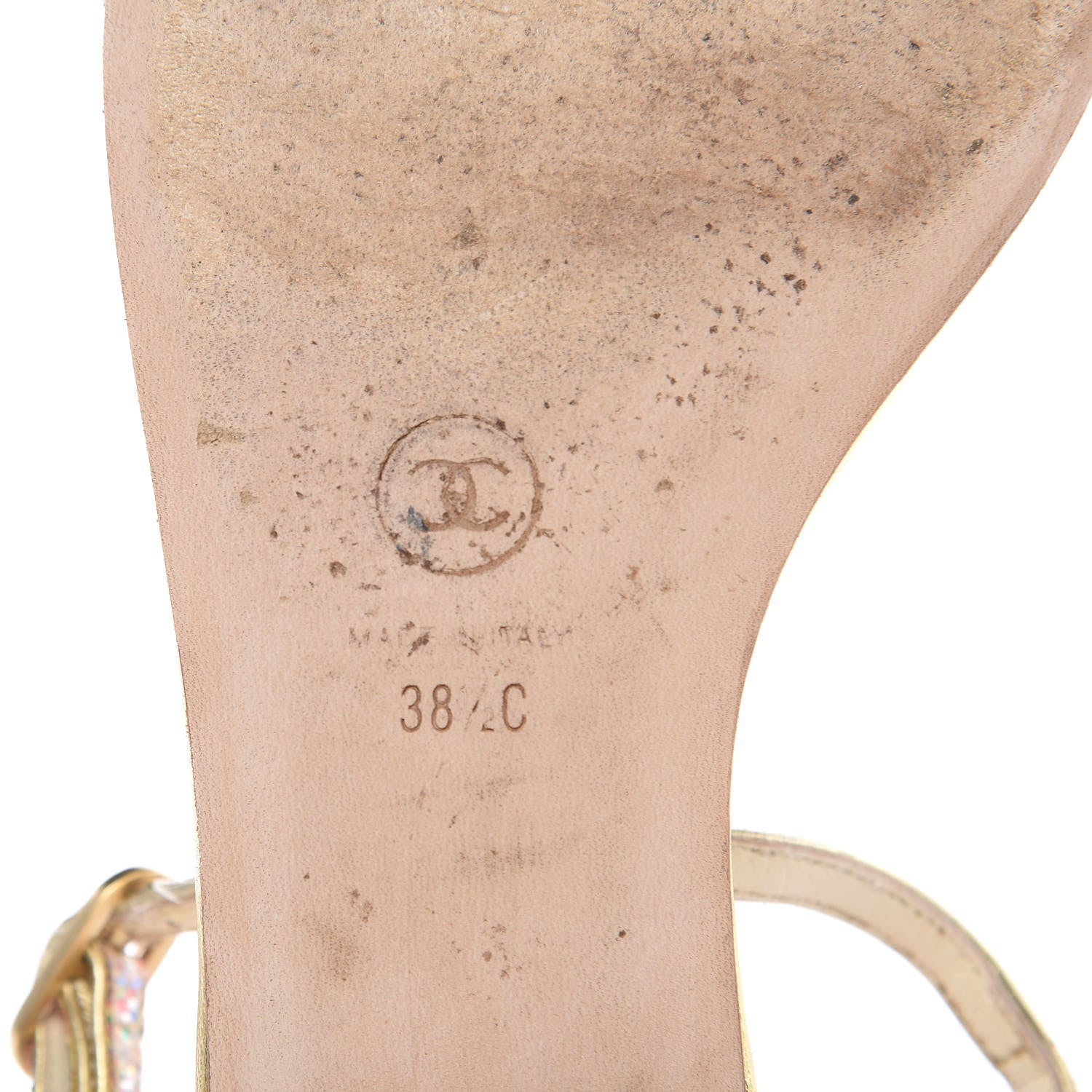 Chanel Metallic Lambskin Glitter Gripoix CC Sandals 38.5 Gold 7 of 13
