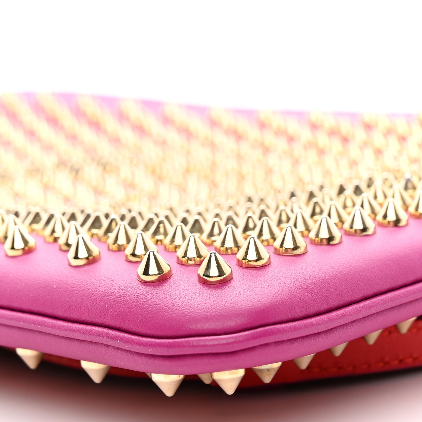 Calfskin Studded Loubiposh Chain Clutch Rose Indien Gold