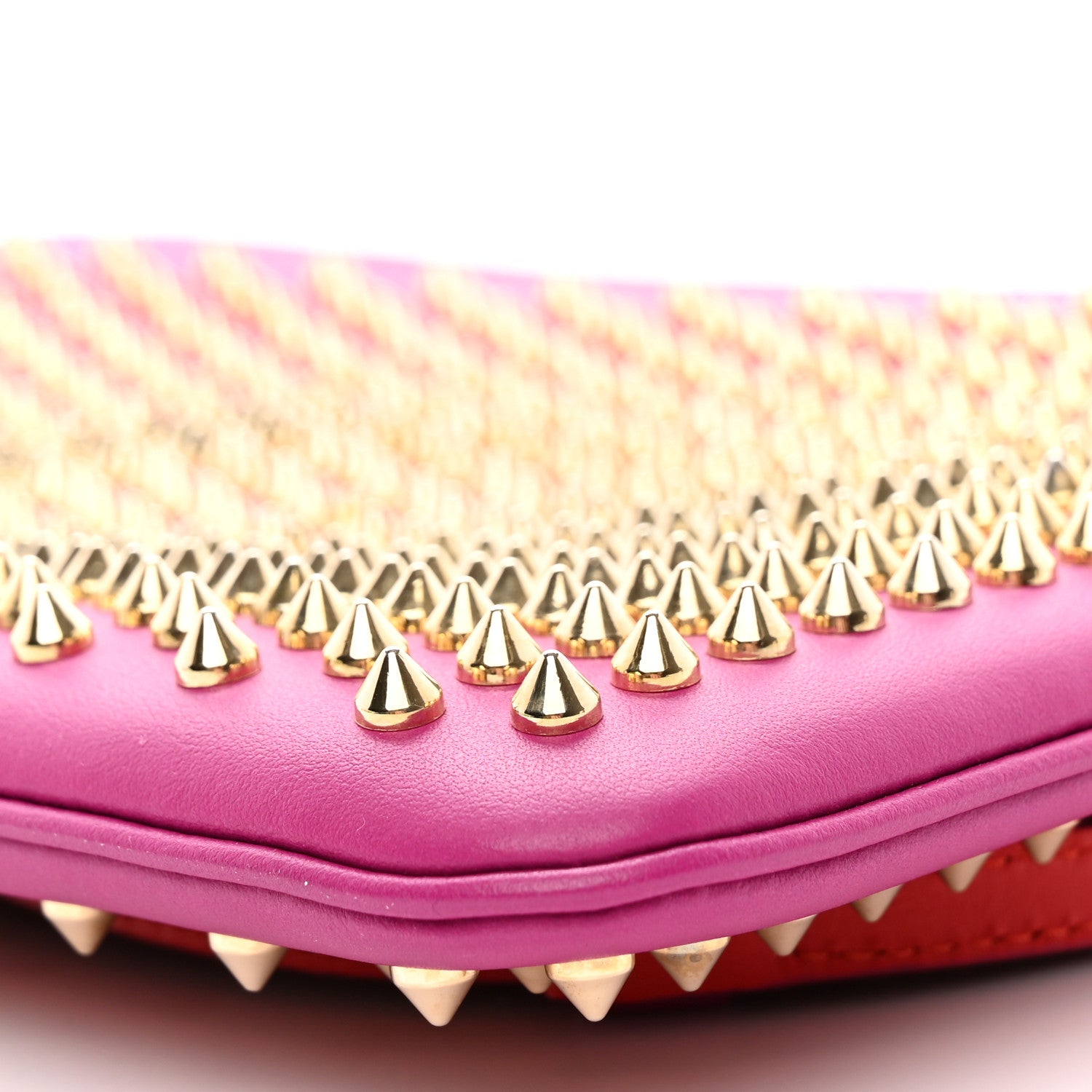 Christian Louboutin Calfskin Studded Loubiposh Chain Clutch Rose Indien Gold 9 of 10