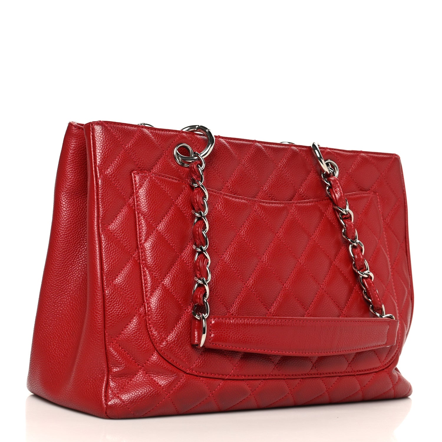 Chanel Caviar Quilted Grand Shopping Tote GST Red 3 of 11