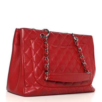 Chanel Caviar Quilted Grand Shopping Tote GST Red 3 of 11