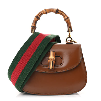 Gucci Boarded Dyana Lux Calfskin Web Mini Bamboo 1947 Top Handle Bag Brown 1 of 10