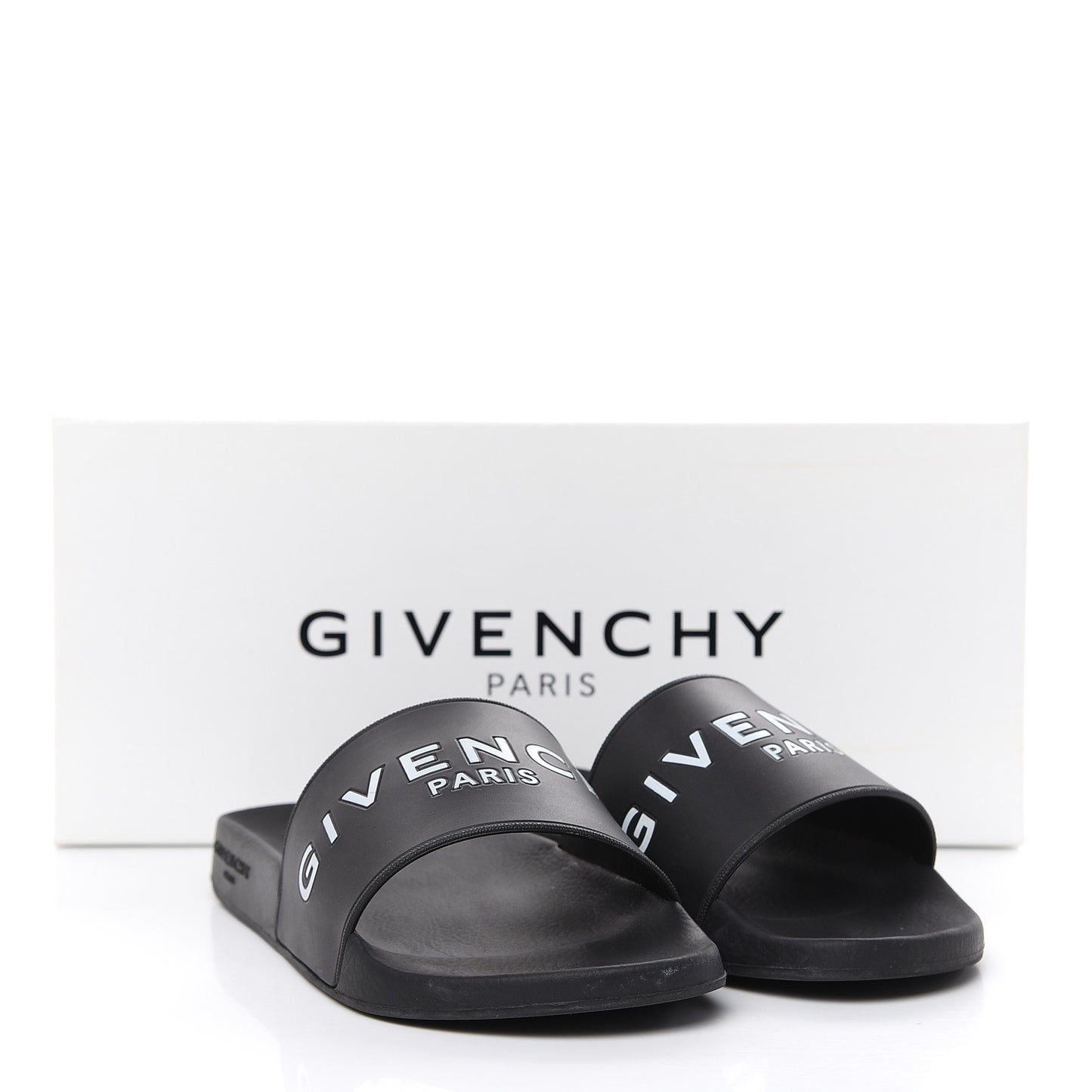 Rubber Logo Pool Slide Sandals 40 Black