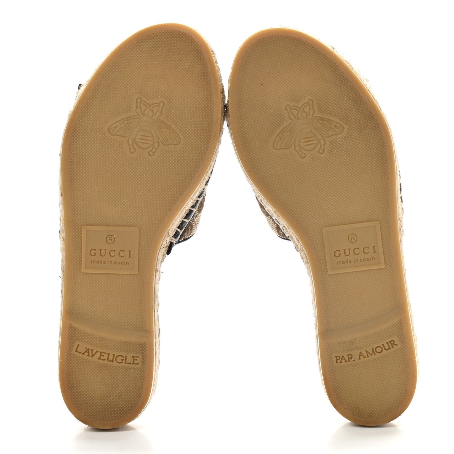 Monogram Matelasse GG Marmont Espadrille 20mm Slide Sandals 35 Beige Ebony Black