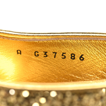 Chanel Glitter Grosgrain Cap Toe CC Slingback Pumps 36 Gold Black 7 of 9