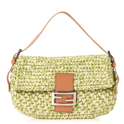 Fendi Woven Straw Baguette Green 1 of 9