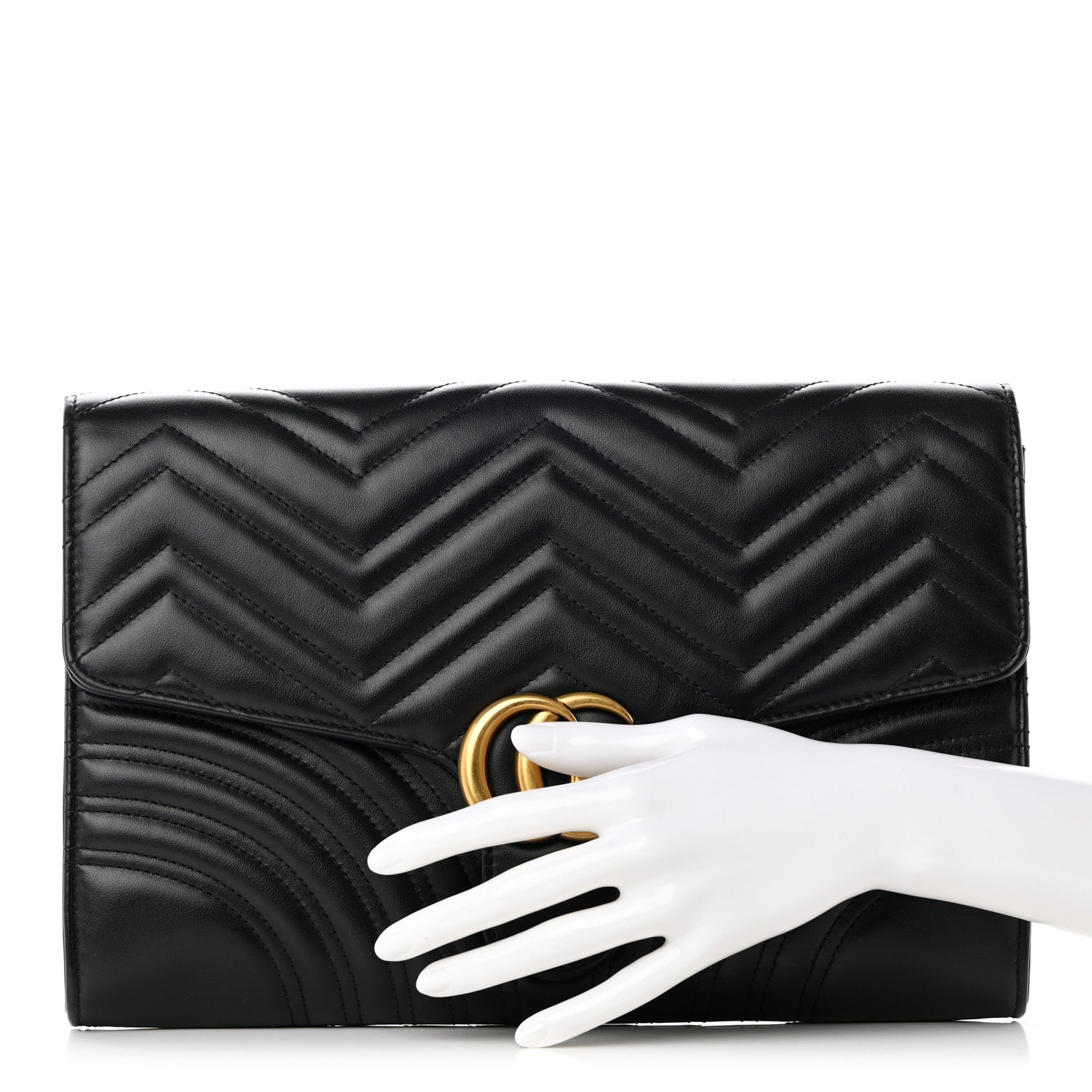 Gucci Calfskin Matelasse GG Marmont Clutch Black 2 of 12