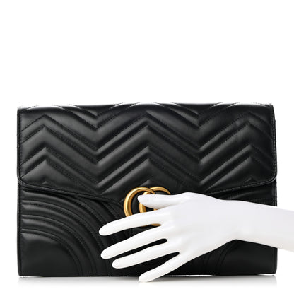 Gucci Calfskin Matelasse GG Marmont Clutch Black 2 of 12
