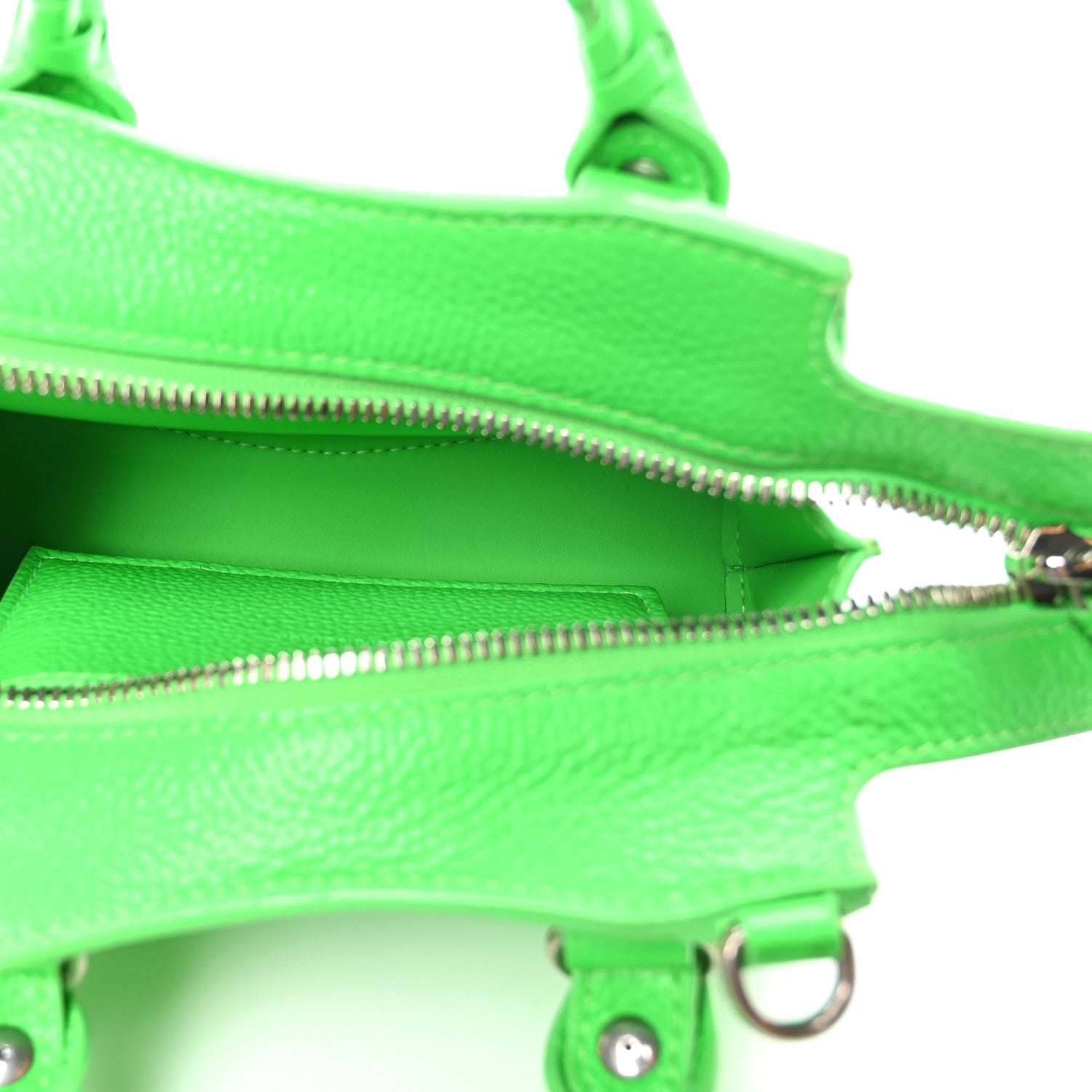 Balenciaga Grained Calfskin Neo Classic Silver Hardware Nano City Crossbody Fluo Green 5 of 9