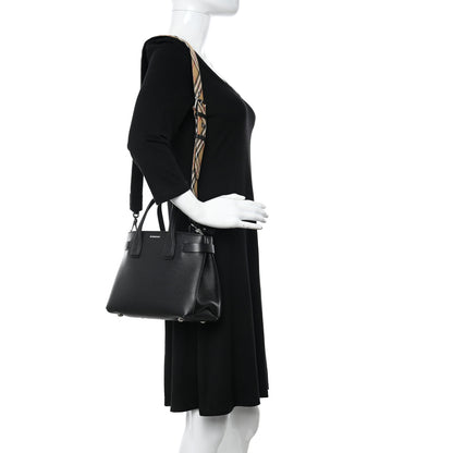 Burberry Derby Calfskin House Check Small Banner Tote Black 2 of 10