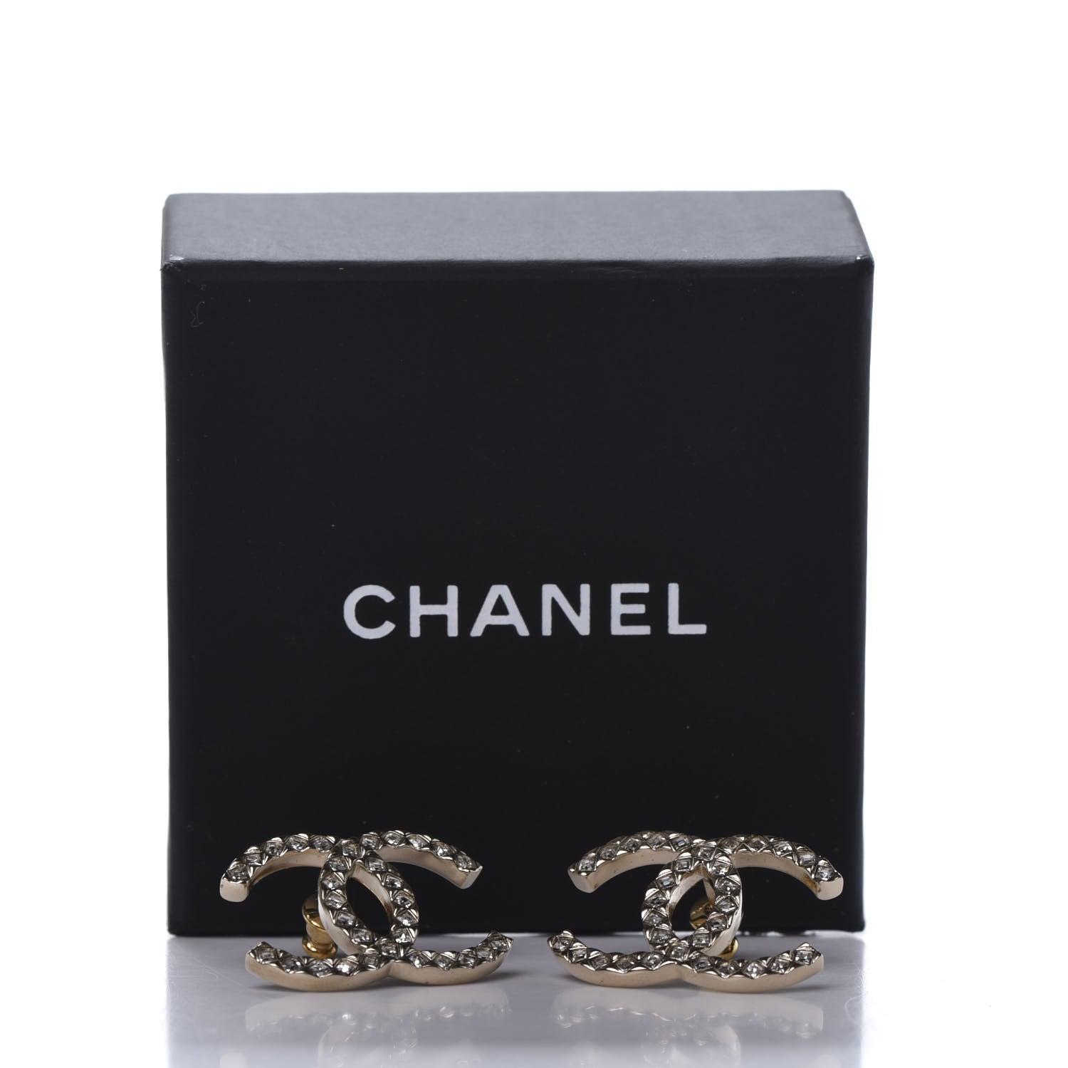 Chanel Baguette Crystal High Society CC Earrings Gold 5 of 5
