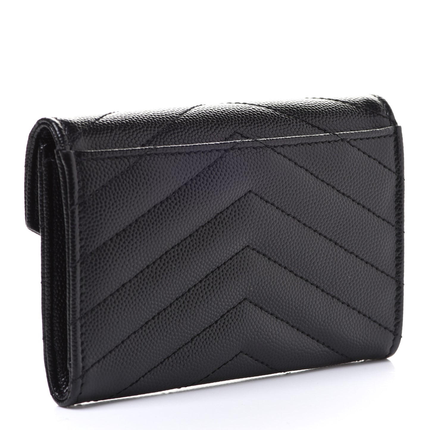 Grain De Poudre Matelasse Chevron Small Monogram Envelope Wallet Black
