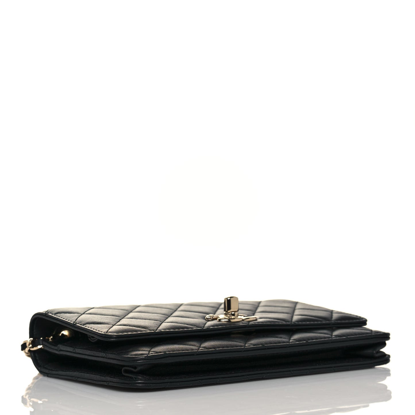 Lambskin Quilted Trendy CC Wallet On Chain WOC Black