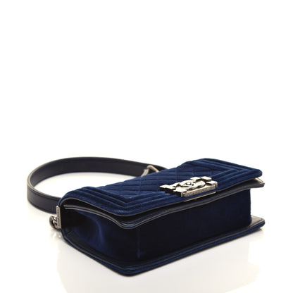 Chanel Velvet Quilted Small Boy Flap Blue 4 of 9