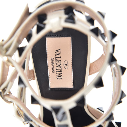 Valentino Garavani Nappa Rockstud Ankle Strap Low Heel Pumps 36 Black Ivory 7 of 8