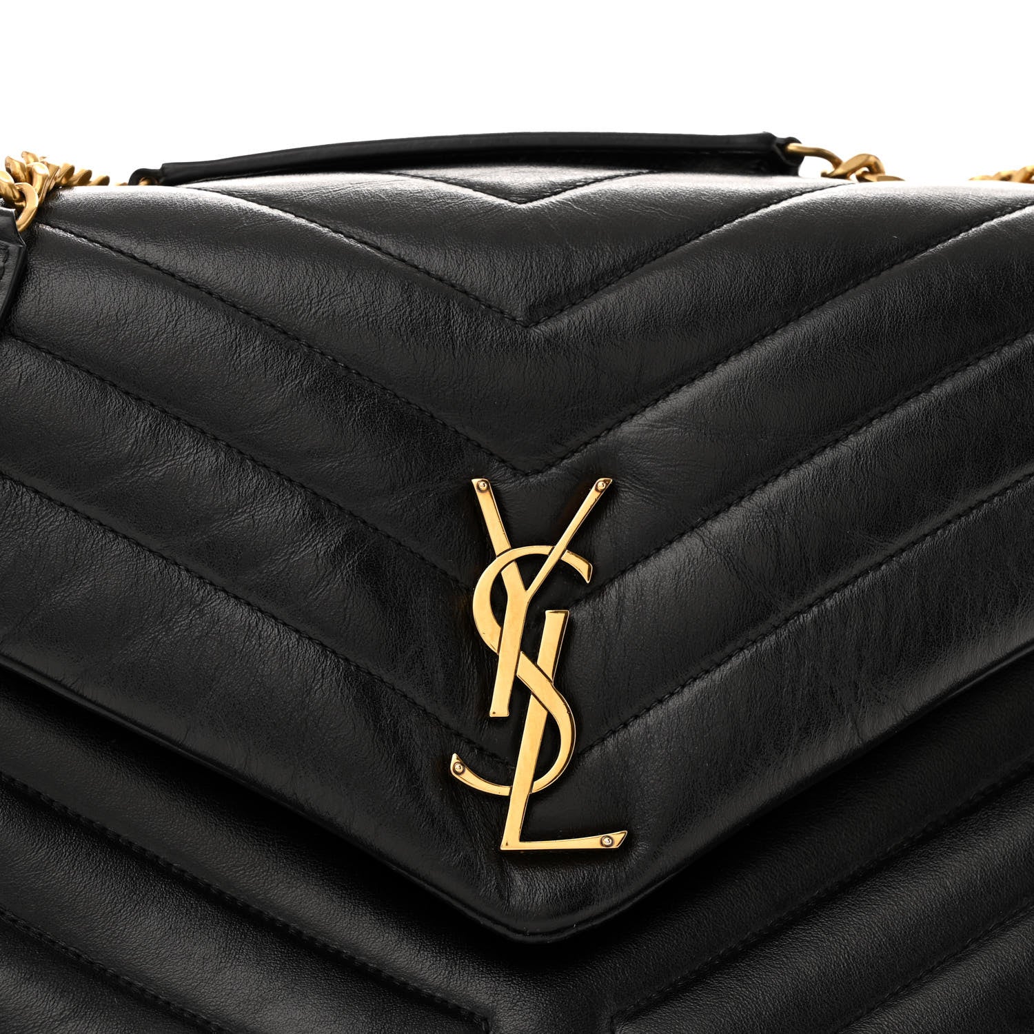 Saint Laurent Calfskin Y Quilted Monogram Medium Loulou Chain Satchel Black 9 of 15