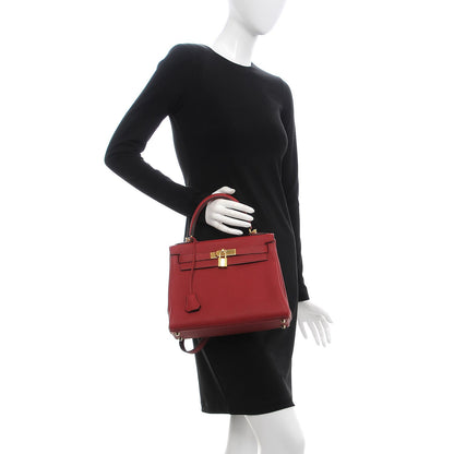 Hermes Togo Kelly Retourne 28 Rouge Grenat 2 of 37