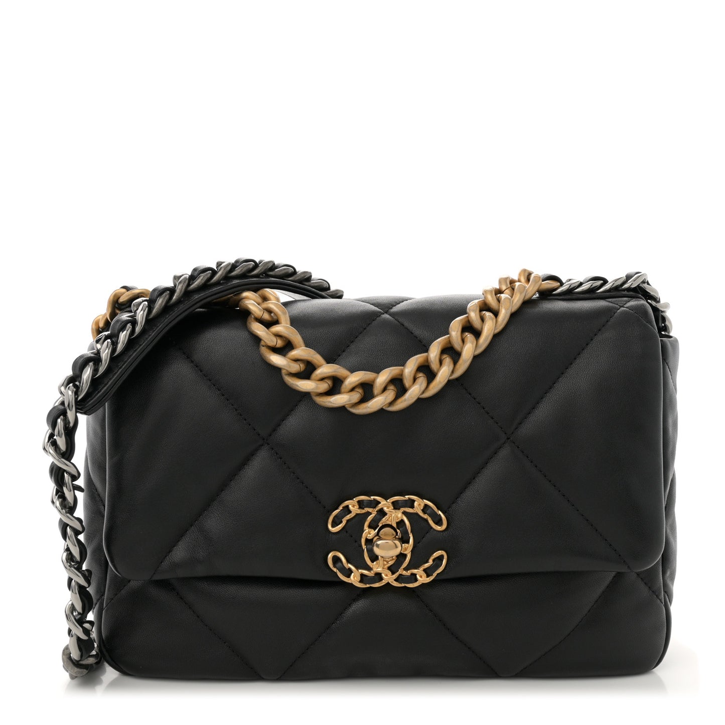 Lambskin Quilted Medium Chanel 19 Flap Black