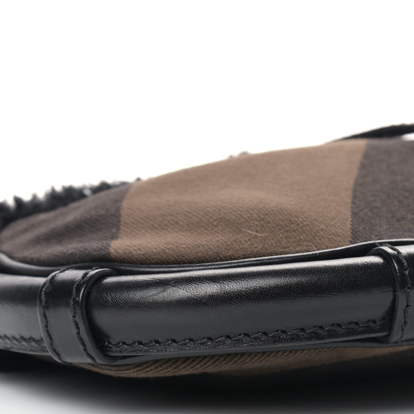 Shearling Check Shoulder Bag Black
