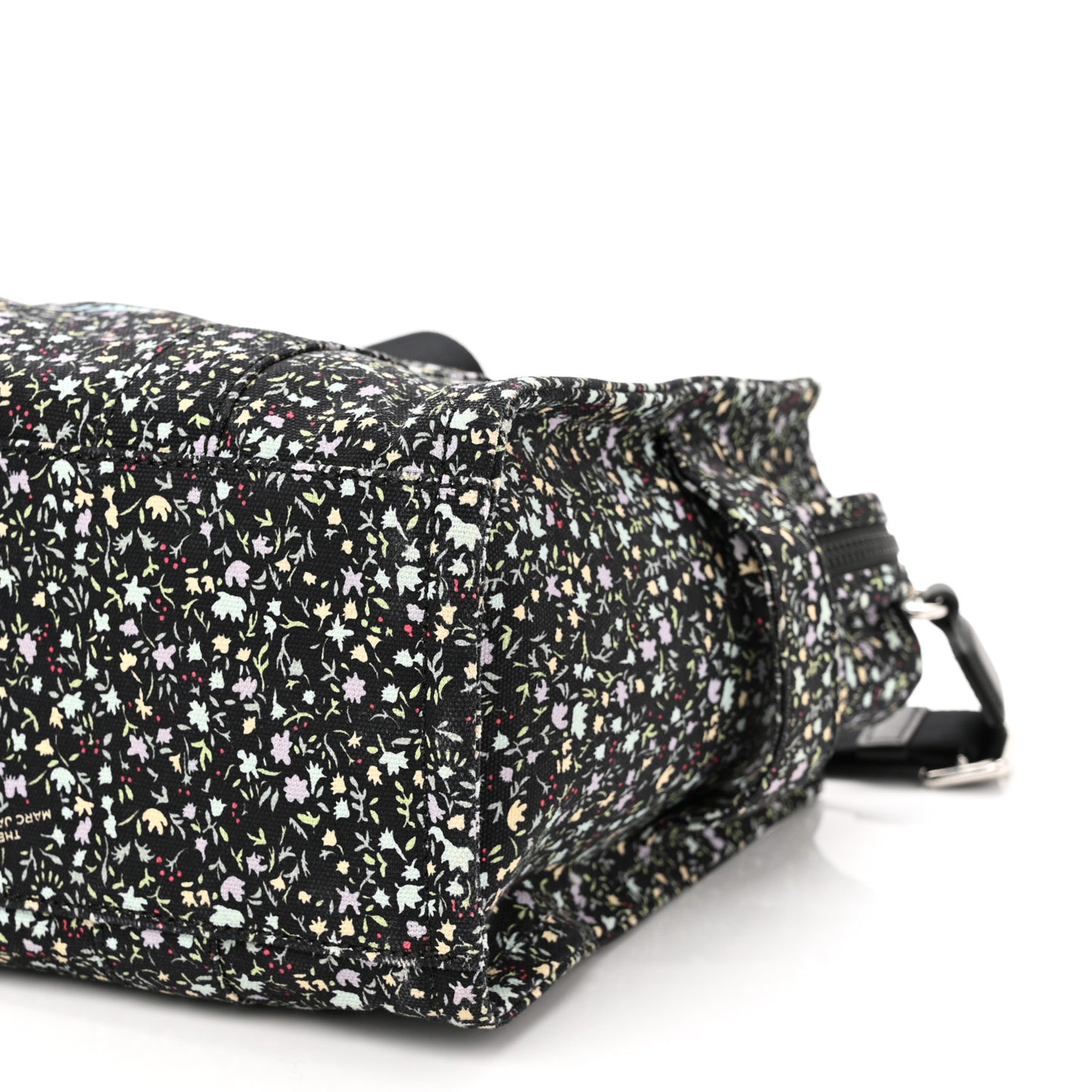 Cotton Canvas Floral Print Medium The Traveler Tote Bag Black