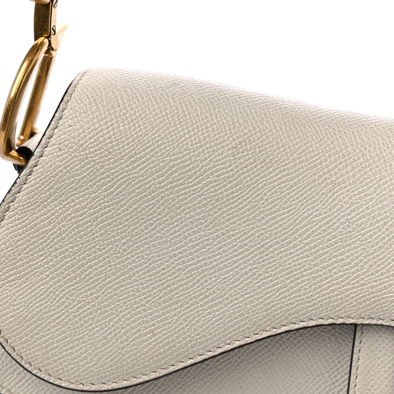 Christian Dior Grained Calfskin Saddle Bag White 12 of 14