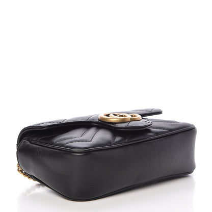 Gucci Calfskin Matelasse Super Mini GG Marmont Shoulder Bag Black 4 of 11