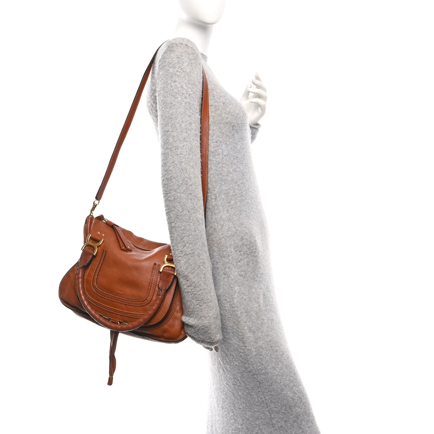 Chloe Calfskin Braided Medium Marcie Double Carry Tan 2 of 10
