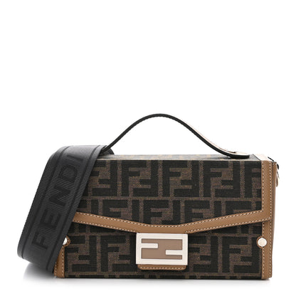Fendi Recycled Fabric Jacquard Vitello King FF 1974 Baguette Soft Trunk Tobacco Moro Sand 1 of 10