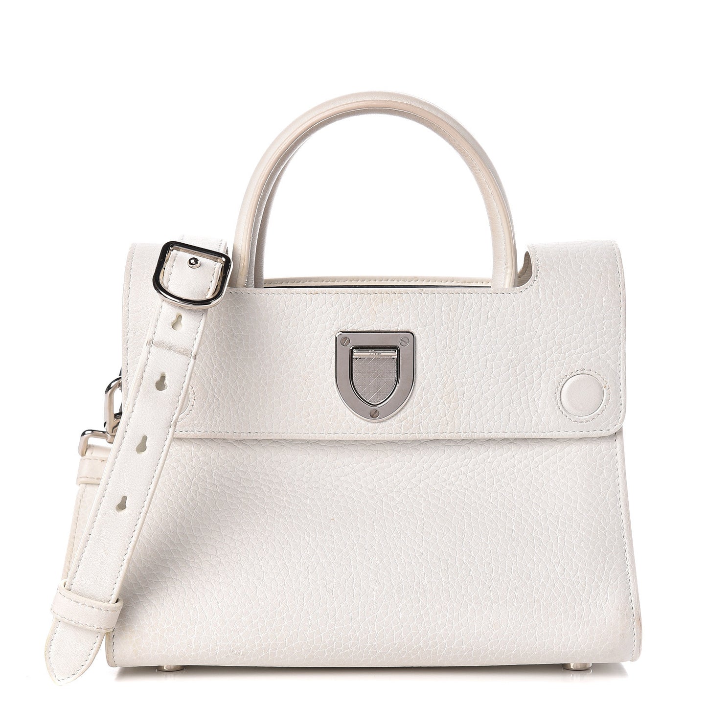 Grained Calfskin Mini Diorever Flap White