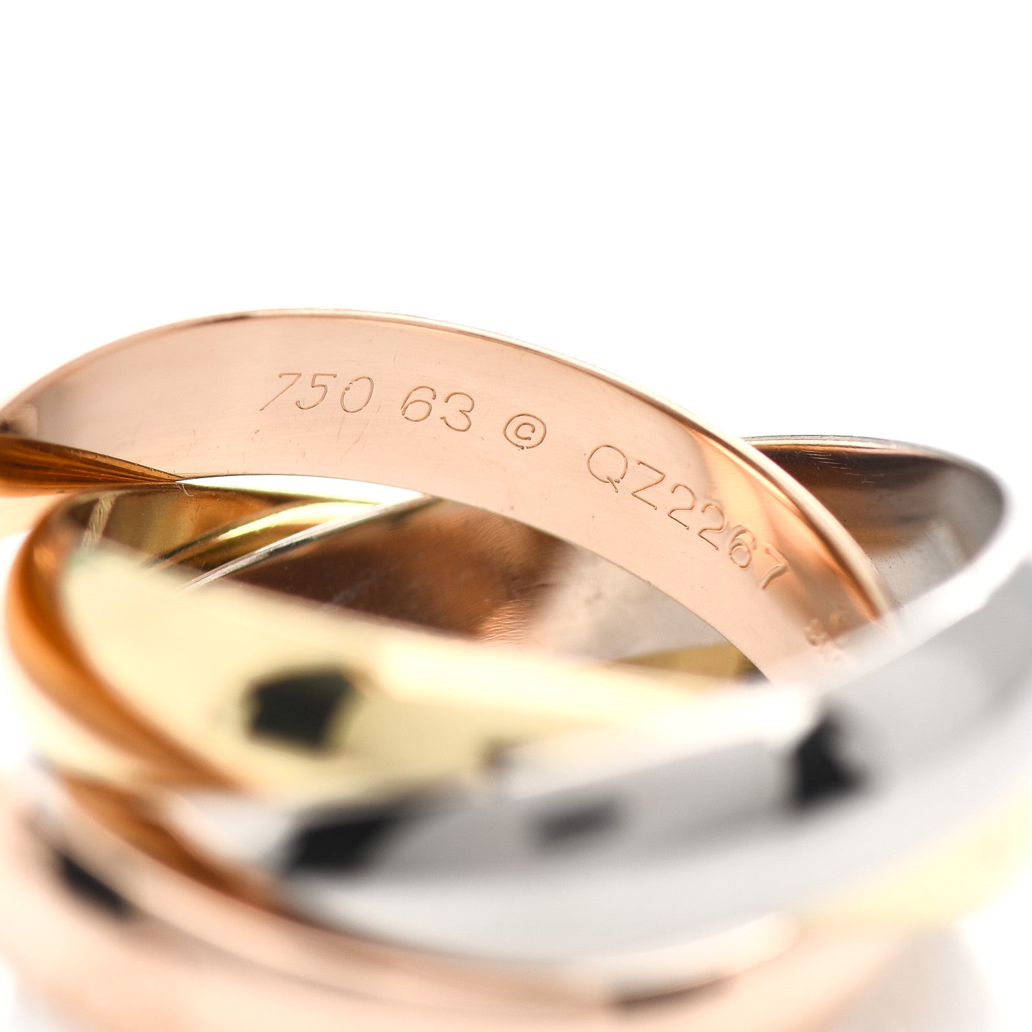 Cartier 18K Pink Yellow White Gold Classic Trinity Ring 63 10.25 4 of 5