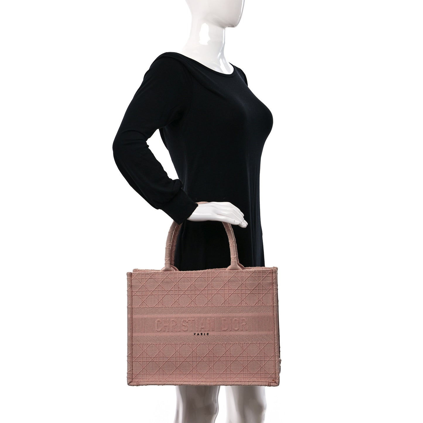 Canvas Embroidered Cannage Medium Book Tote Bois de Rose