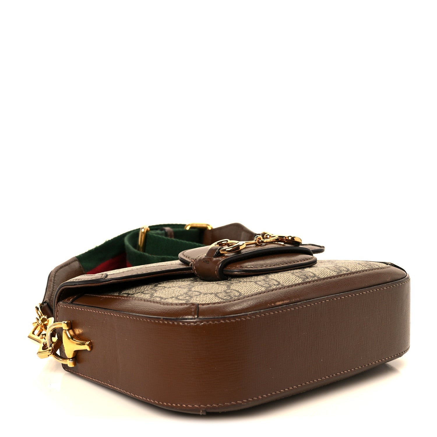 Gucci GG Supreme Monogram Web Mini Horsebit 1955 Shoulder Bag Beige Brown Sugar 4 of 13