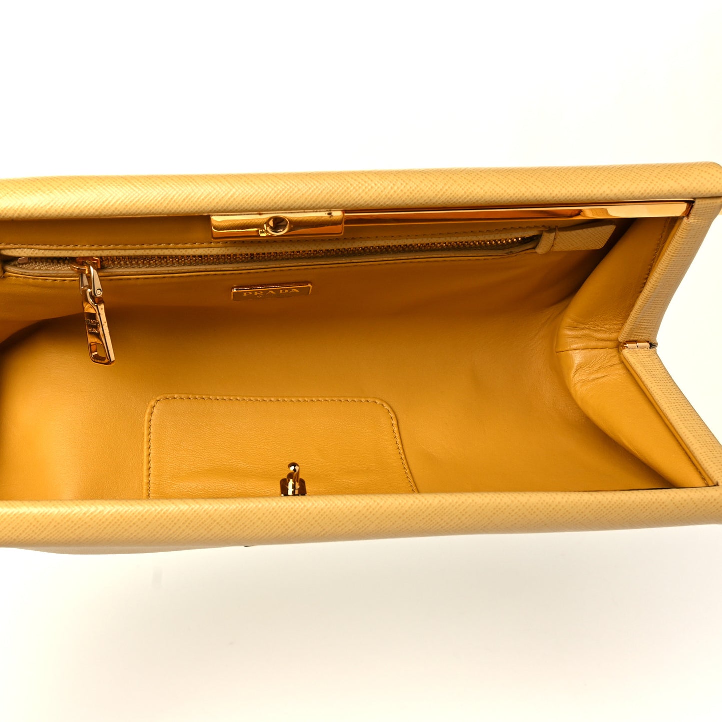 Saffiano Lux East West Frame Clutch Ginestra
