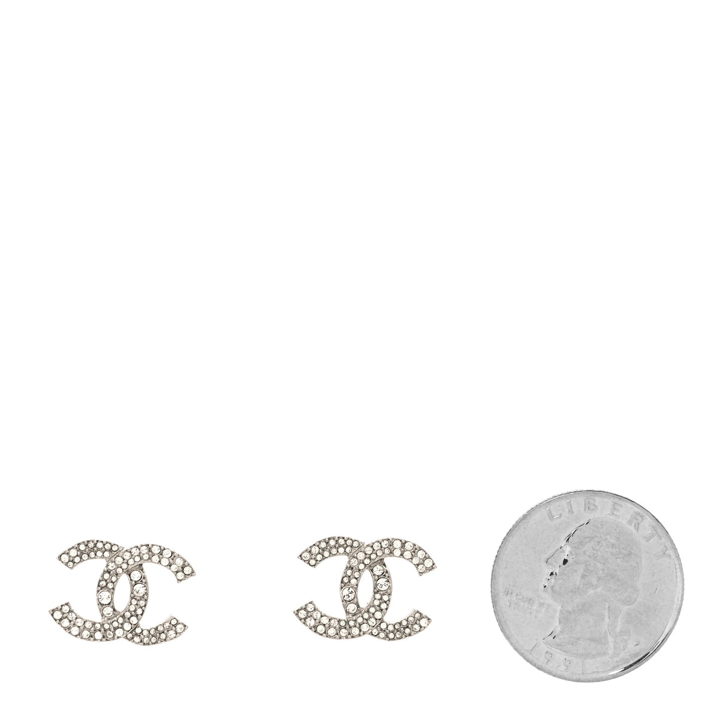 Crystal Large CC Earrings Silver